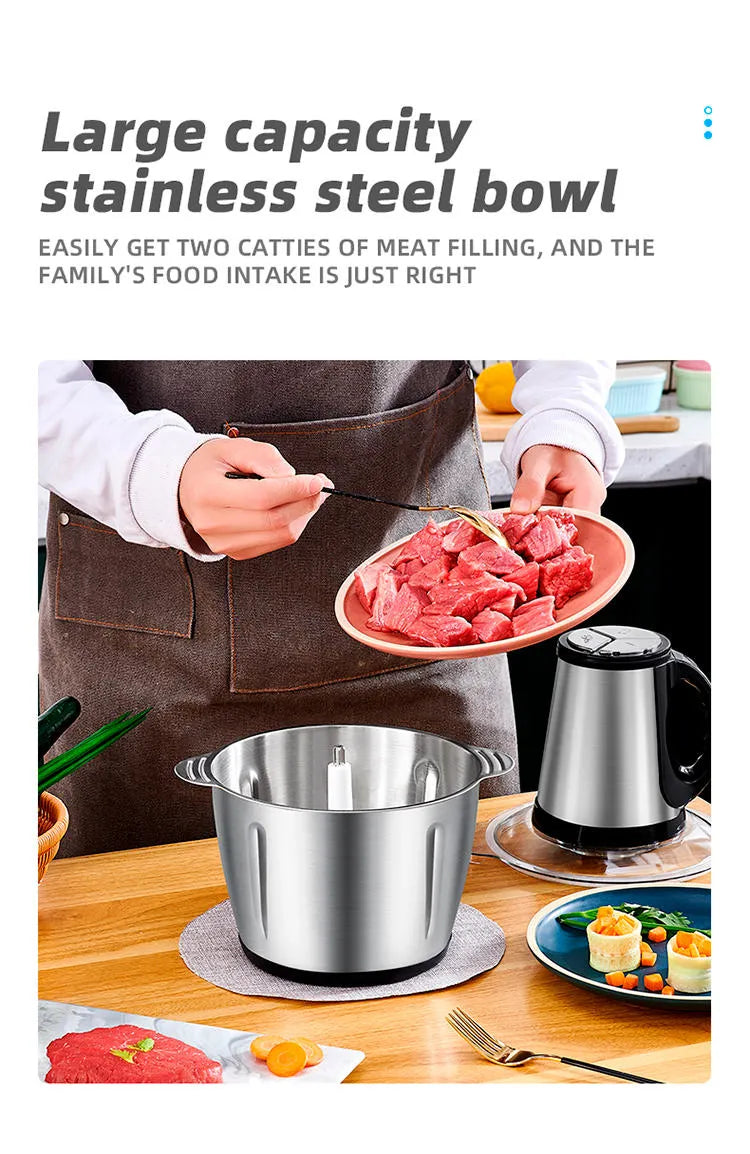 Powerful 3L 300W Electric Food Processor Grinder Blender Mixer Chopper for Meat, Fruits, Vegetables