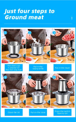 Powerful 3L 300W Electric Food Processor Grinder Blender Mixer Chopper for Meat, Fruits, Vegetables
