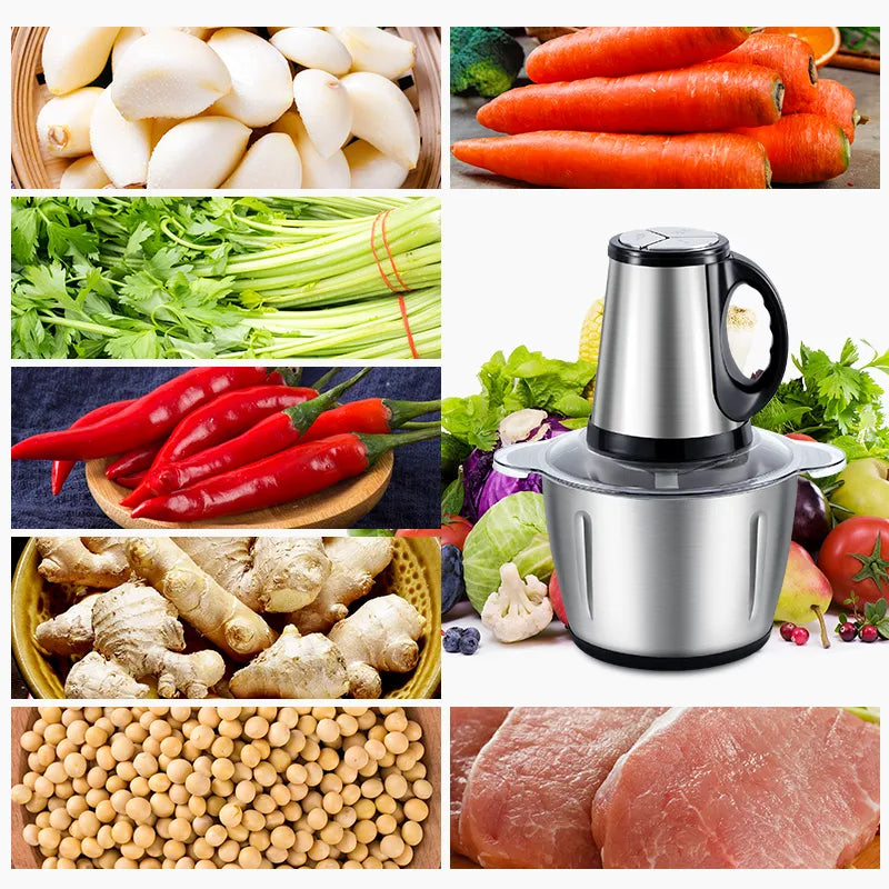 Powerful 3L 300W Electric Food Processor Grinder Blender Mixer Chopper for Meat, Fruits, Vegetables