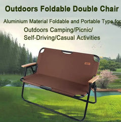 Portable Foldable Double Seat Chair with Backrest for Outdoor, Patios, Garden, Beach & Camping