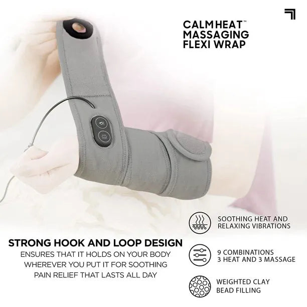 Calming Heat Massaging Flexi Wrap - Adjustable Electric Wrap Massager with Heat and Vibrations