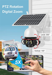 4G Solar 2MP PTZ Outdoor Camera with Full Color Night Vision, Motion Detection Alarm & Light & 2-Way Audio