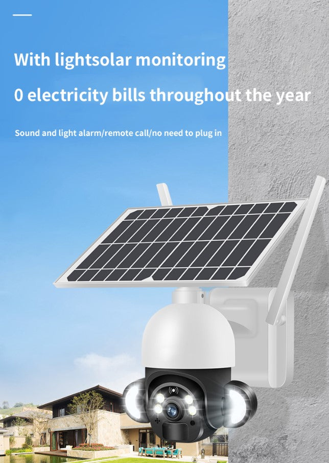 4G Solar 2MP PTZ Outdoor Camera with Full Color Night Vision, Motion Detection Alarm & Light & 2-Way Audio
