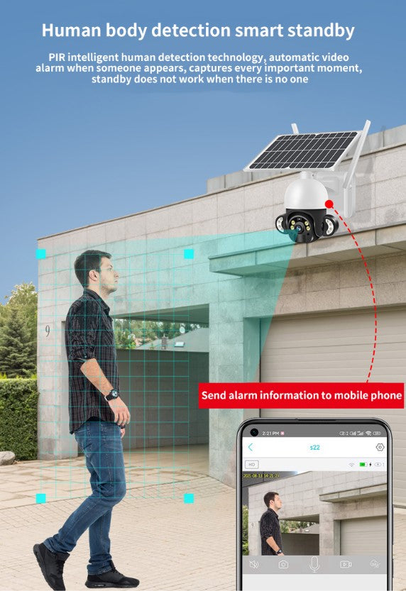 4G Solar 2MP PTZ Outdoor Camera with Full Color Night Vision, Motion Detection Alarm & Light & 2-Way Audio