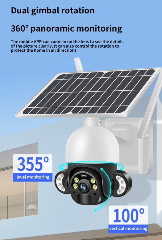 4G Solar 2MP PTZ Outdoor Camera with Full Color Night Vision, Motion Detection Alarm & Light & 2-Way Audio