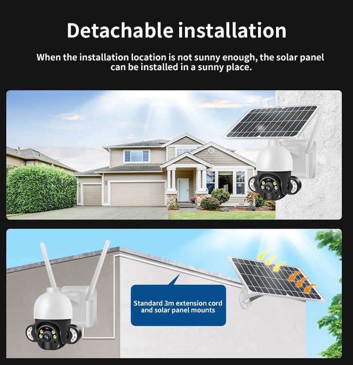 4G Solar 2MP PTZ Outdoor Camera with Full Color Night Vision, Motion Detection Alarm & Light & 2-Way Audio