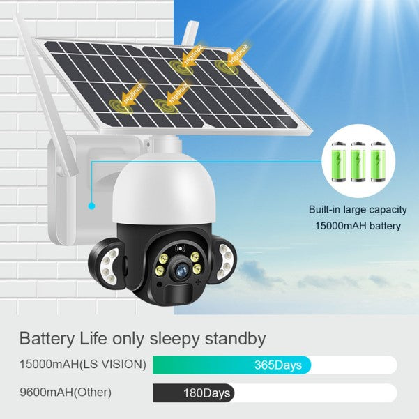 4G Solar 2MP PTZ Outdoor Camera with Full Color Night Vision, Motion Detection Alarm & Light & 2-Way Audio