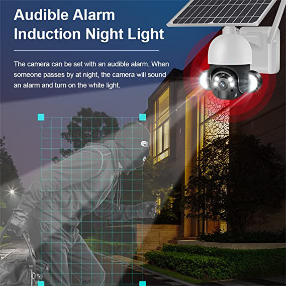 4G Solar 2MP PTZ Outdoor Camera with Full Color Night Vision, Motion Detection Alarm & Light & 2-Way Audio