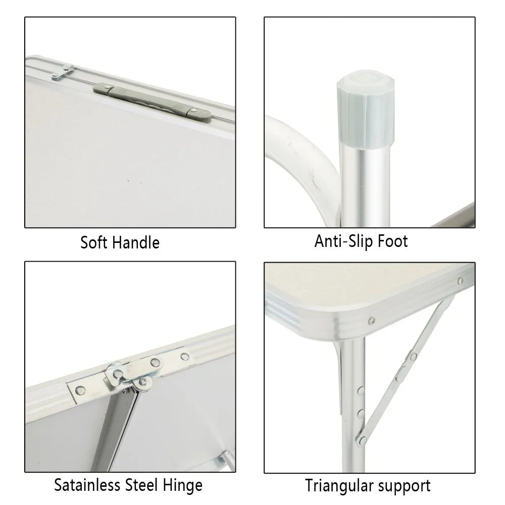 Portable Foldable Adjustable Folding Table & 4 Stools Set for Outdoor Picnics and Camping