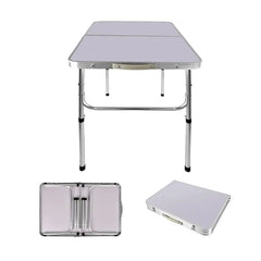 Portable Foldable Adjustable Folding Table & 4 Stools Set for Outdoor Picnics and Camping