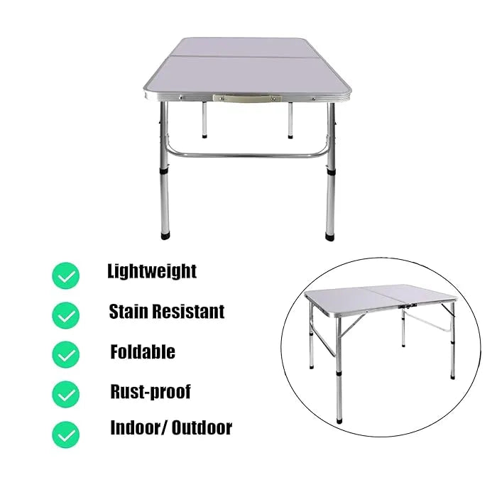 Portable Foldable Adjustable Folding Table & 4 Stools Set for Outdoor Picnics and Camping