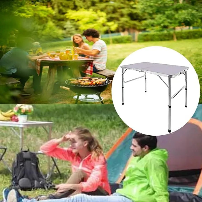 Portable Foldable Adjustable Folding Table & 4 Stools Set for Outdoor Picnics and Camping