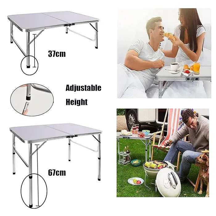 Portable Foldable Adjustable Folding Table & 4 Stools Set for Outdoor Picnics and Camping