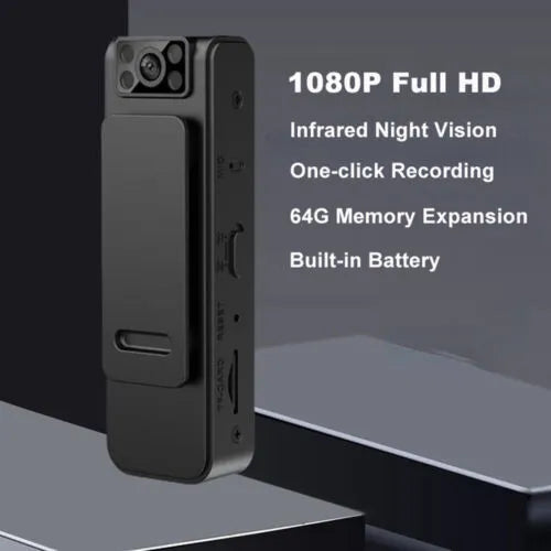 Compact Multipupose Wireless Body Camera with 1080p HD Video and Photo Capture