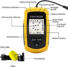 Portable High Accuracy Fish Finder & Detector upto 100m Depth - 25ft cable