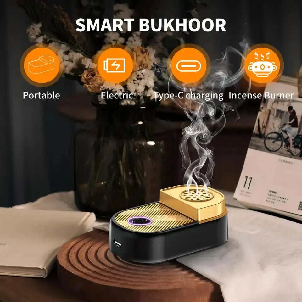 Portable Mini Bukhoor Burner & Incense Aroma Diffuser with Blower Fan - Rechargeable