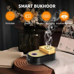 Portable Mini Bukhoor Burner & Incense Aroma Diffuser with Blower Fan - Rechargeable