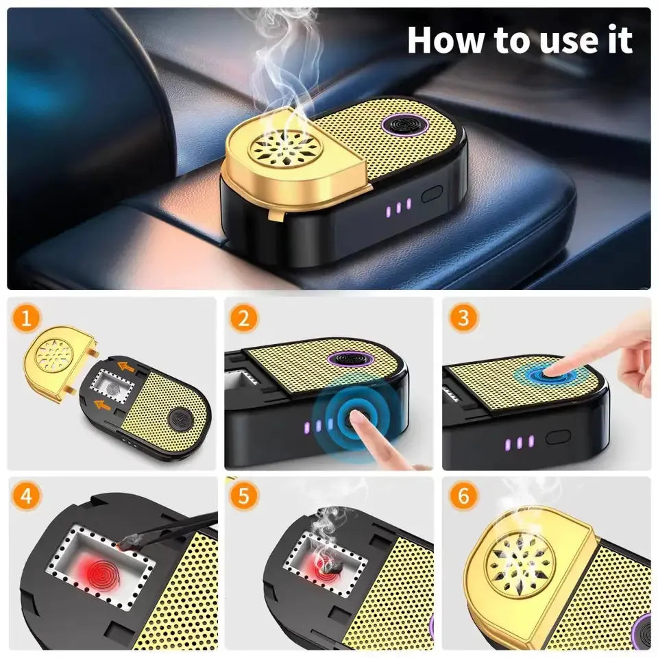 Portable Mini Bukhoor Burner & Incense Aroma Diffuser with Blower Fan - Rechargeable