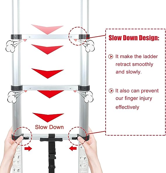 3.8 meter Telescopic Folding Ladder with Lightweight Aluminium Design and Easy-to-Use Locking Mechanism