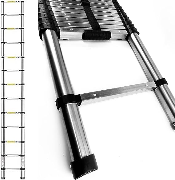 3.8 meter Telescopic Folding Ladder with Lightweight Aluminium Design and Easy-to-Use Locking Mechanism