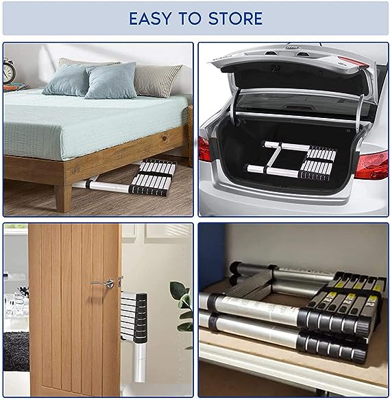 3.8 meter Telescopic Folding Ladder with Lightweight Aluminium Design and Easy-to-Use Locking Mechanism