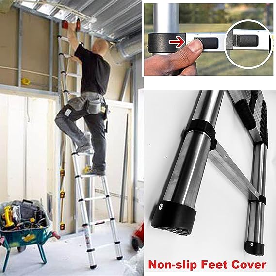 3.8 meter Telescopic Folding Ladder with Lightweight Aluminium Design and Easy-to-Use Locking Mechanism