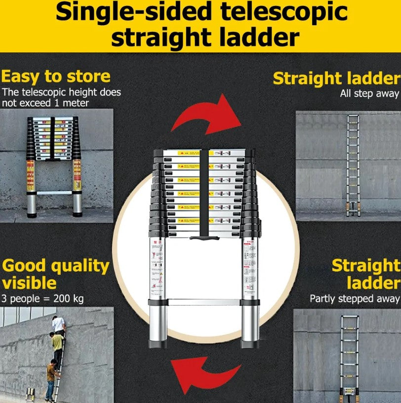 3.8 meter Telescopic Folding Ladder with Lightweight Aluminium Design and Easy-to-Use Locking Mechanism
