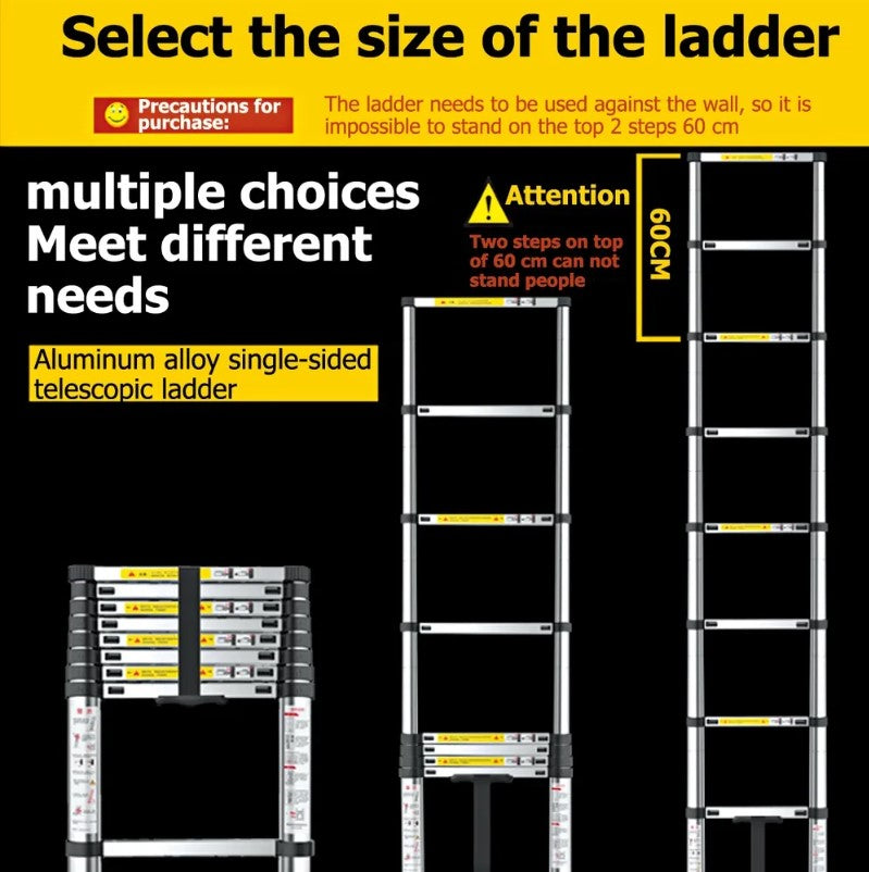 3.8 meter Telescopic Folding Ladder with Lightweight Aluminium Design and Easy-to-Use Locking Mechanism