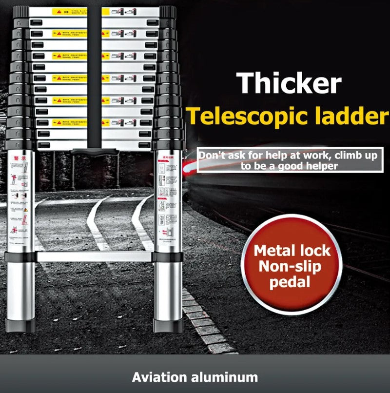3.8 meter Telescopic Folding Ladder with Lightweight Aluminium Design and Easy-to-Use Locking Mechanism