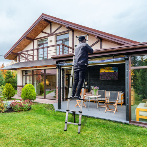 3.8 meter Telescopic Folding Ladder with Lightweight Aluminium Design and Easy-to-Use Locking Mechanism