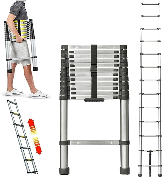 3.8 meter Telescopic Folding Ladder with Lightweight Aluminium Design and Easy-to-Use Locking Mechanism