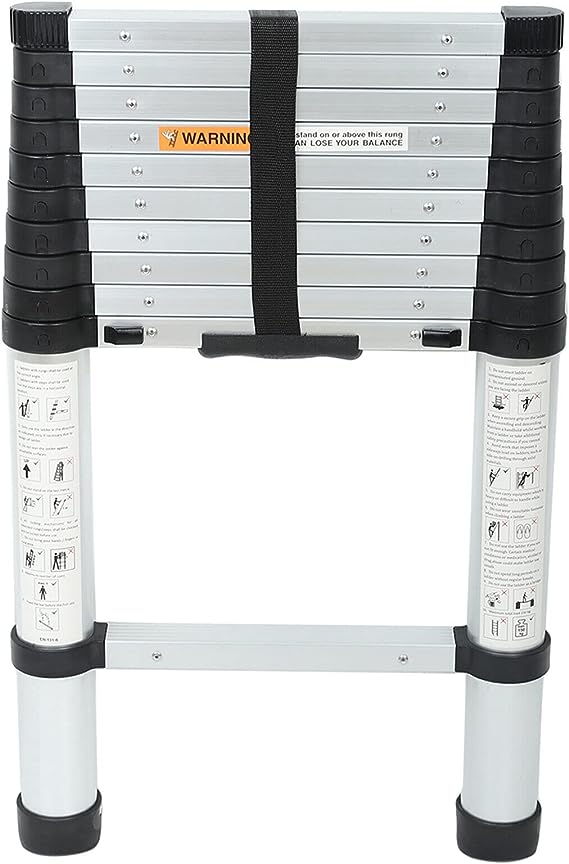 3.8 meter Telescopic Folding Ladder with Lightweight Aluminium Design and Easy-to-Use Locking Mechanism