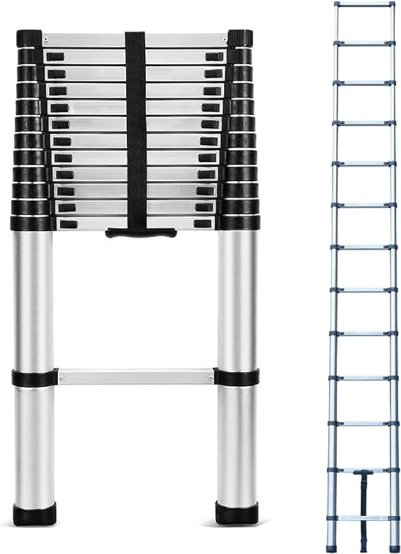 3.8 meter Telescopic Folding Ladder with Lightweight Aluminium Design and Easy-to-Use Locking Mechanism