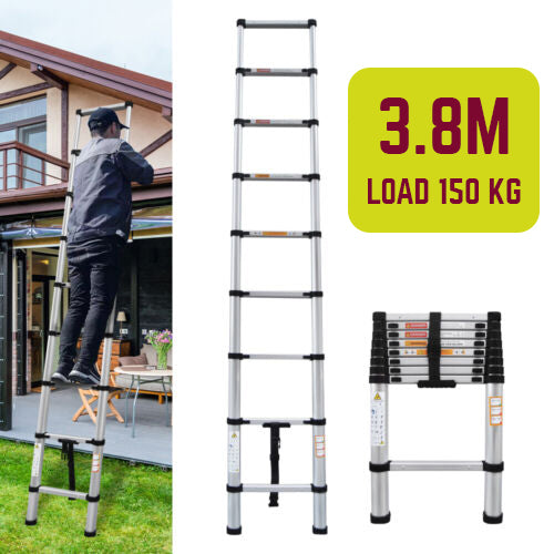 3.8 meter Telescopic Folding Ladder with Lightweight Aluminium Design and Easy-to-Use Locking Mechanism