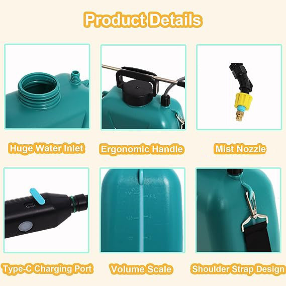 Smart 4L Electric Pump Sprayer for All-Purpose Garden and Home Care - USB Rechargeable & Telescopic Rod