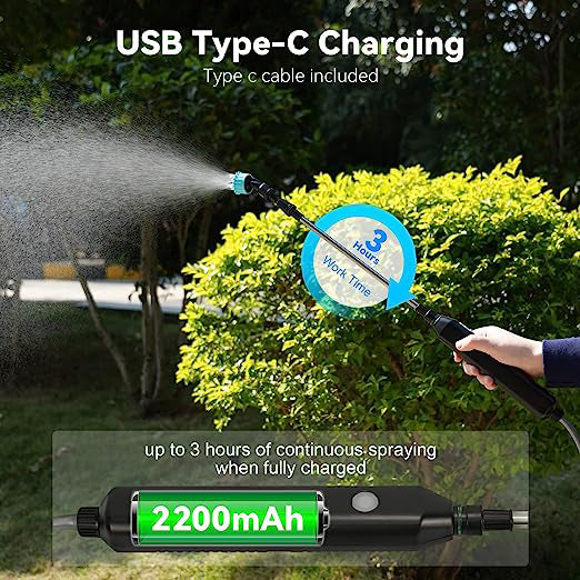 Smart 4L Electric Pump Sprayer for All-Purpose Garden and Home Care - USB Rechargeable & Telescopic Rod