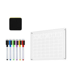 Acrylic Magnetic Calendar Planner Dry Erase for Fridge & Metal Sticking with Markers & Eraser