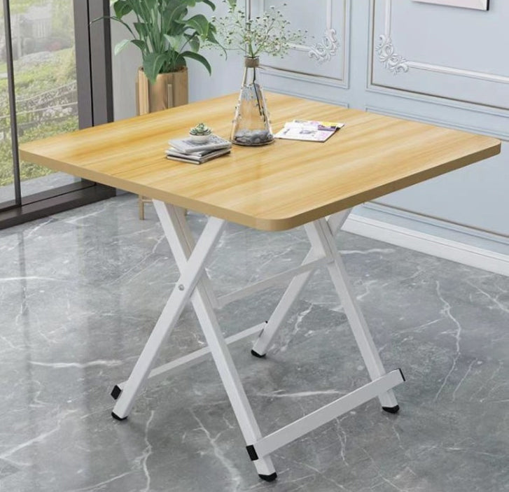 Modern Compact Foldable Dining Table with Waterproof Surface and Rounded Corners