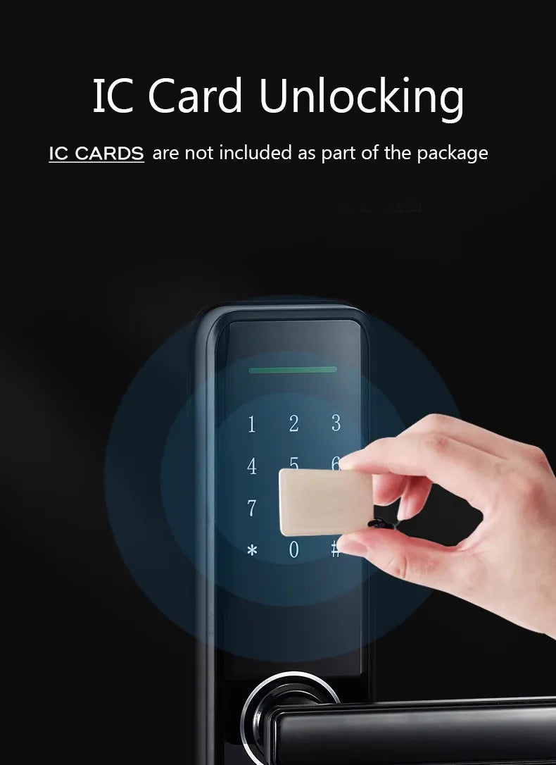 Intelligent Digital Smart Door Lock with Remote Key, Fingerprint Unlocking, IC Card Unlocking & Mobile App Compatibility