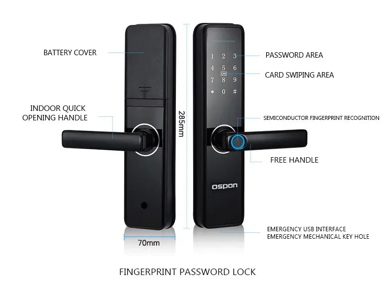 Intelligent Digital Smart Door Lock with Remote Key, Fingerprint Unlocking, IC Card Unlocking & Mobile App Compatibility