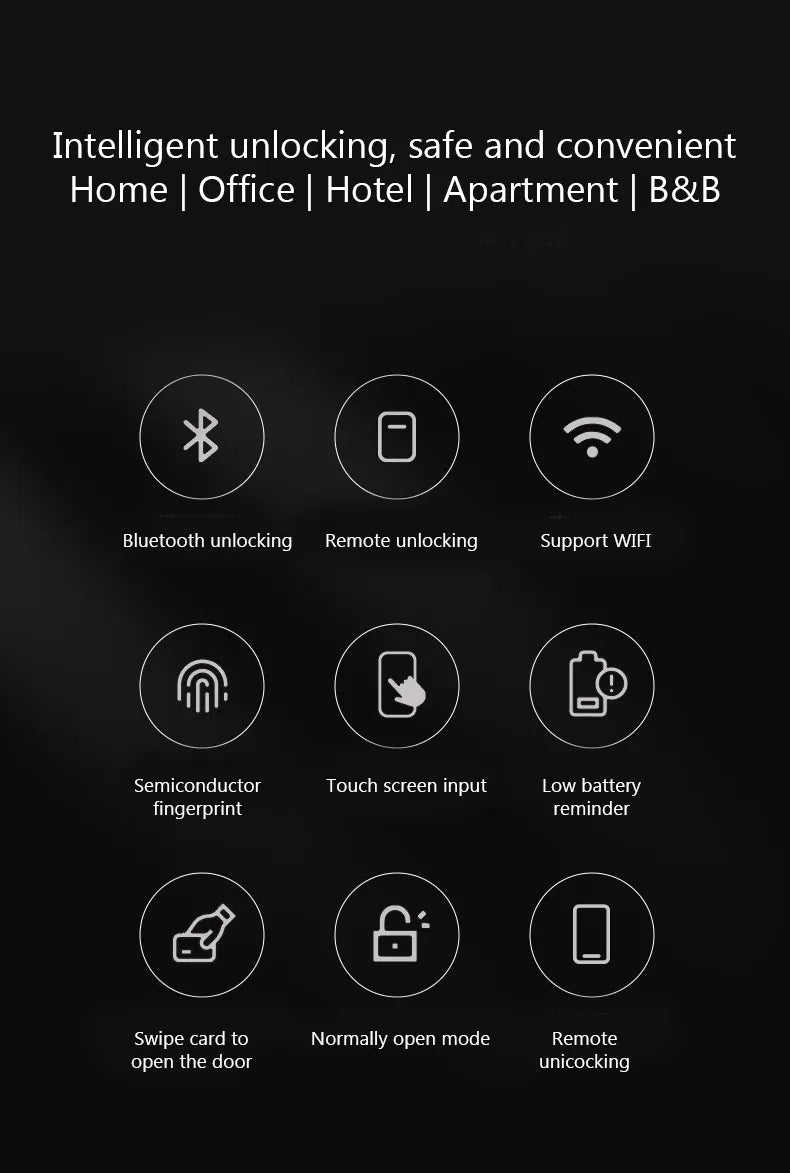 Intelligent Digital Smart Door Lock with Remote Key, Fingerprint Unlocking, IC Card Unlocking & Mobile App Compatibility
