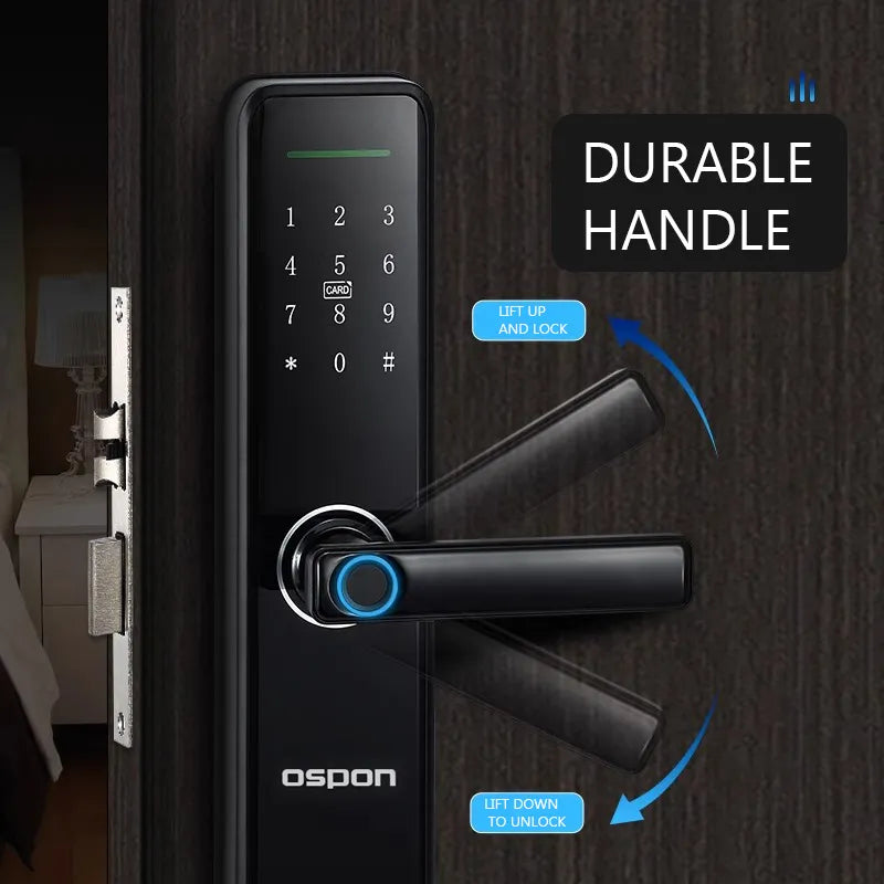 Intelligent Digital Smart Door Lock with Remote Key, Fingerprint Unlocking, IC Card Unlocking & Mobile App Compatibility