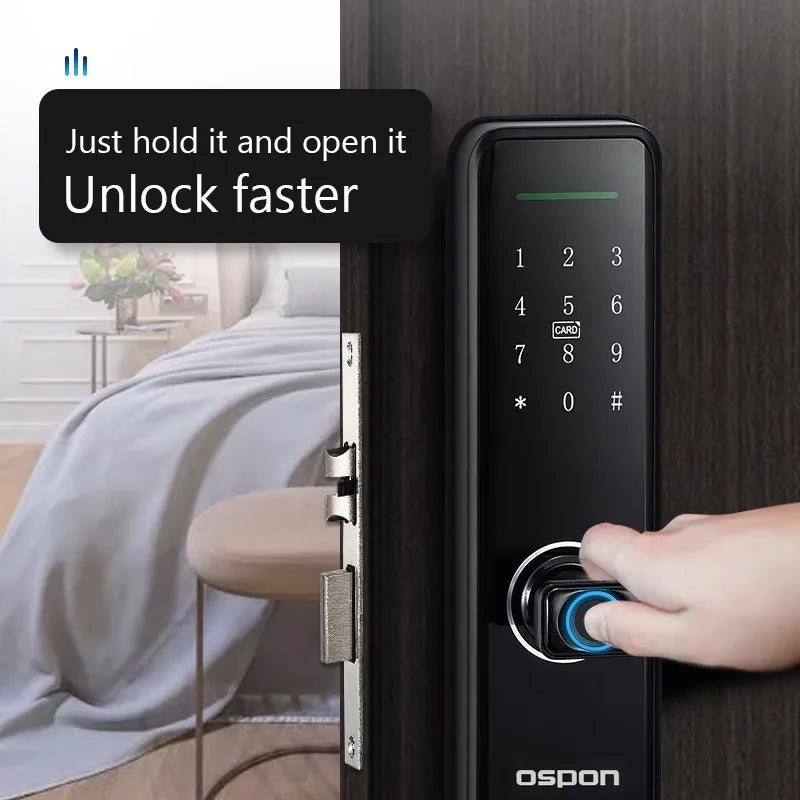 Intelligent Digital Smart Door Lock with Remote Key, Fingerprint Unlocking, IC Card Unlocking & Mobile App Compatibility