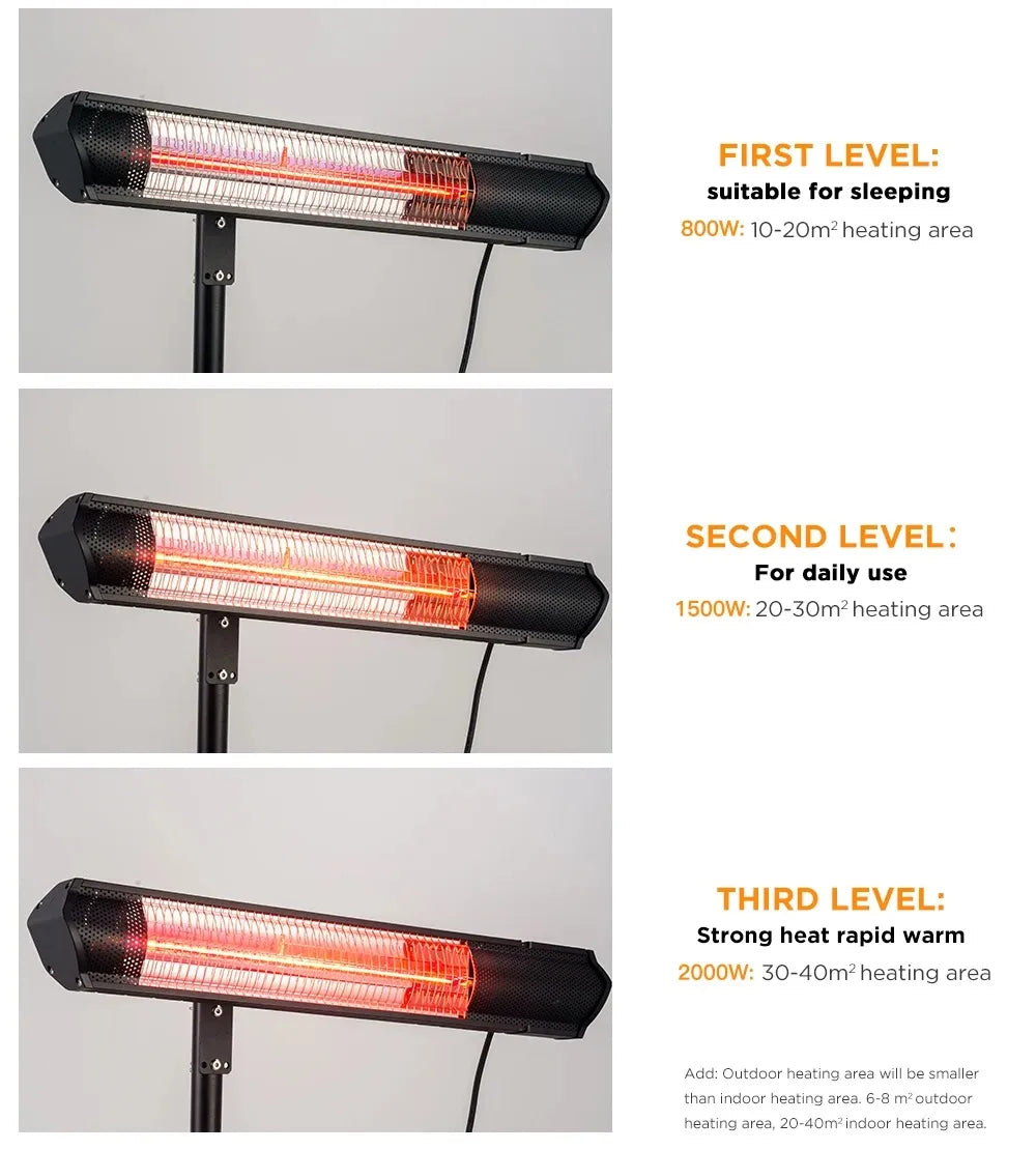 Sepat Electric Heater with Tripod Stand, Remote Control and Safety Protection - 2000W