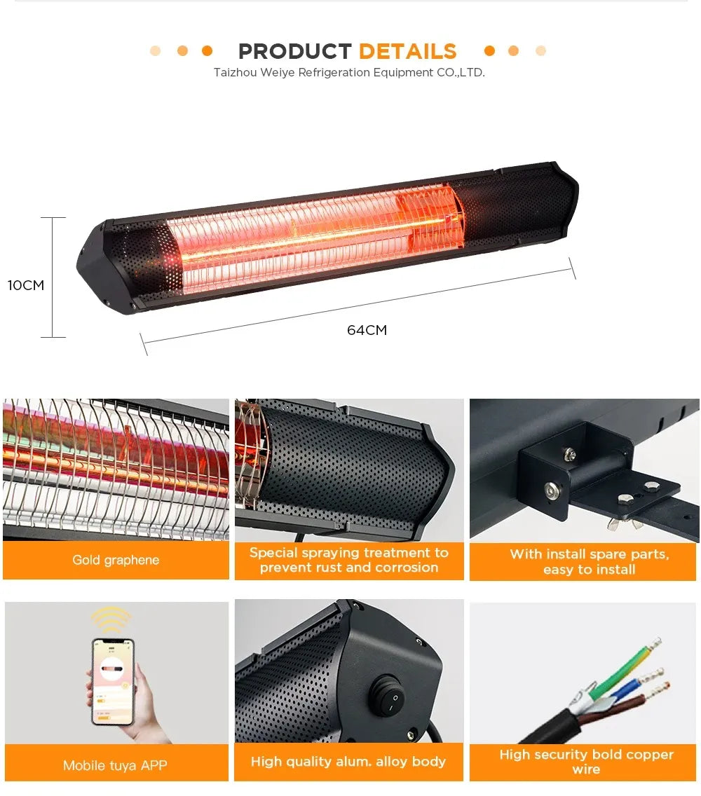 Sepat Electric Heater with Tripod Stand, Remote Control and Safety Protection - 2000W