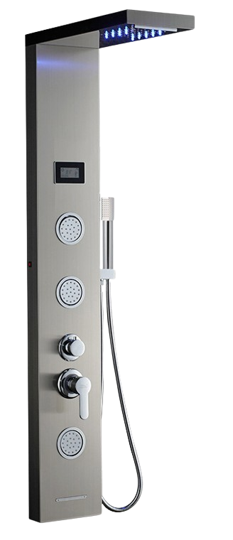 Deluxe Rainfall Shower Panel with 5 Water Modes, Stainless Steel Body, Thermostatic Control & Digital Temperature Display