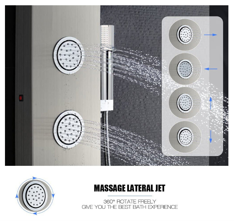Deluxe Rainfall Shower Panel with 5 Water Modes, Stainless Steel Body, Thermostatic Control & Digital Temperature Display