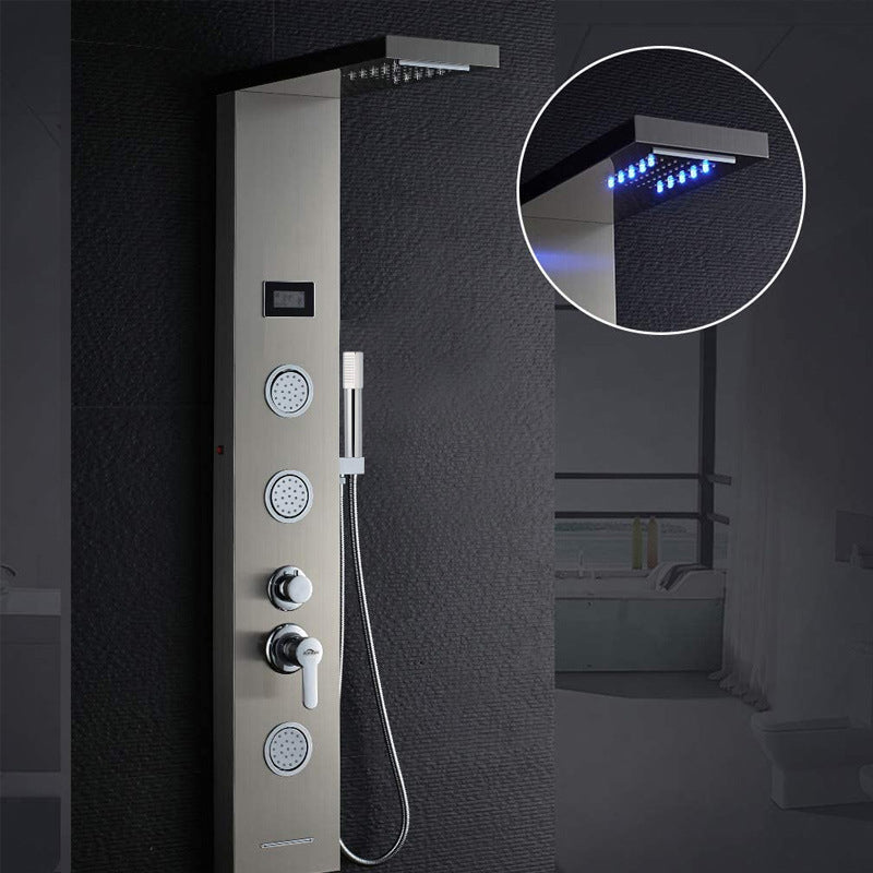 Deluxe Rainfall Shower Panel with 5 Water Modes, Stainless Steel Body, Thermostatic Control & Digital Temperature Display
