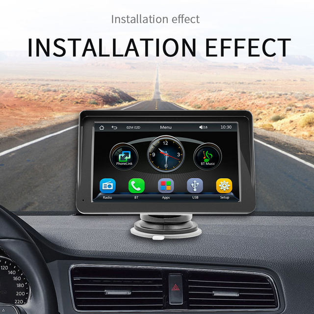 All-in-One Smart 7â IPS Touchscreen Portable Car Media Player with Advanced Vehicle Infotainment System, Wireless iOS & Android Auto Support