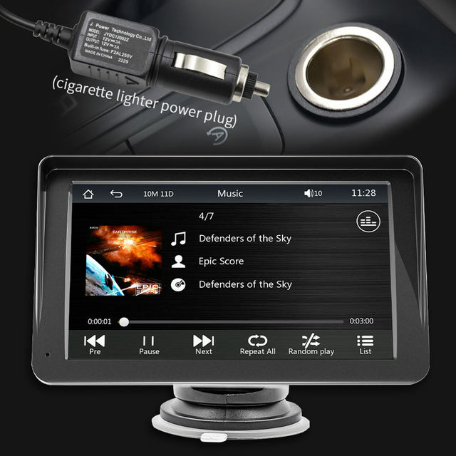 All-in-One Smart 7â IPS Touchscreen Portable Car Media Player with Advanced Vehicle Infotainment System, Wireless iOS & Android Auto Support